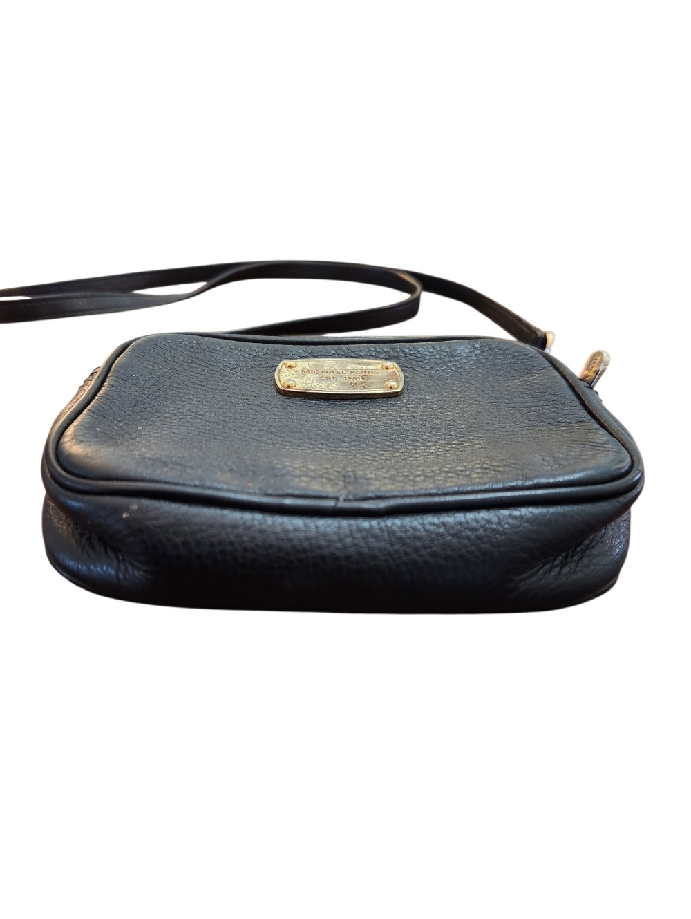 Micheal Kors Black Pebbled Leather Crossbody Bag with Gold Plate Preloved - Picture 3 of 7